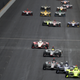 Simon Pagenaud leading the Indianapolis 500.